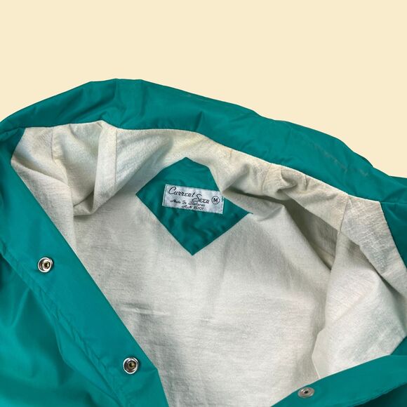 1980s teal windbreaker jacket, vintage 80s size M Current Seen snap clasp jacket - Picture 9 of 10